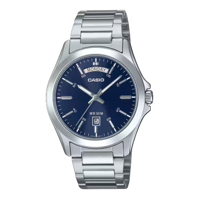 Casio MTP-1370D-2A2 Stainless Steel Blue Dial Analog Watch