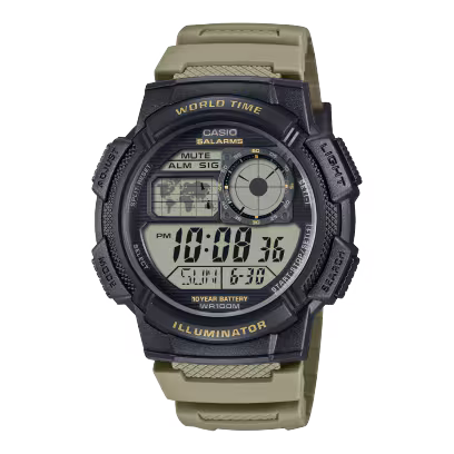 Casio AE-1000W-5AV World Time Brown Digital Watch