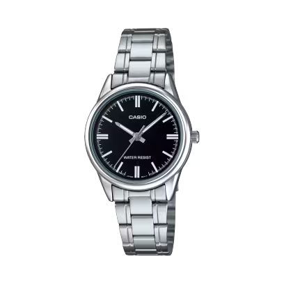 Casio LTP-V005D-1A Stainless Steel Black Dial Watch