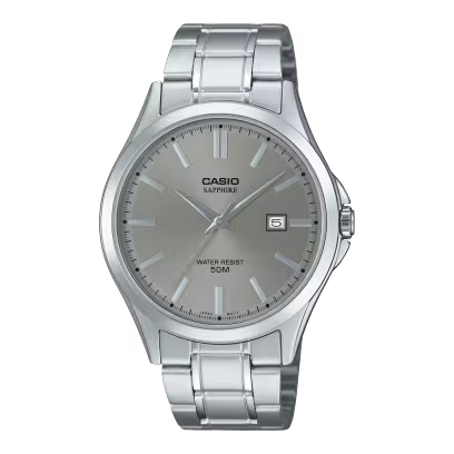 Casio MTS-115D-8A Stainless Steel Grey Dial Analog Watch with Sapphire Glass