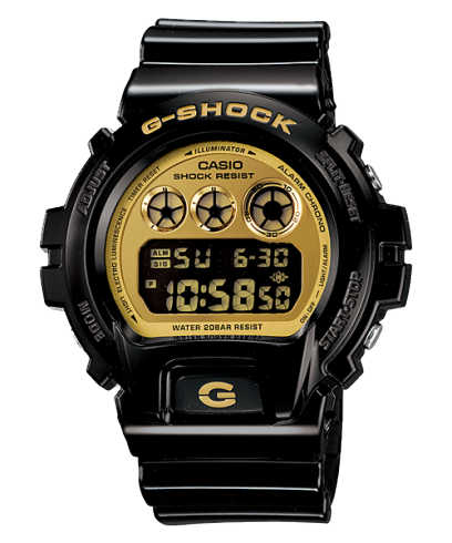 Casio G‑Shock Black Watch with Gold Dial DW‑6900CB‑1DS