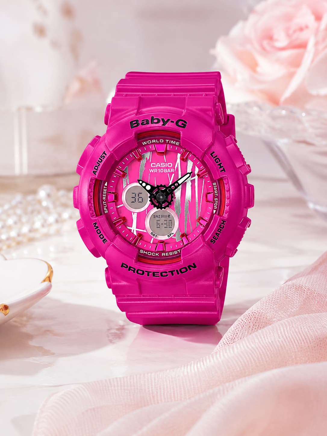 ساعة Baby-G BA-120SP-4ADR وردية للنساء