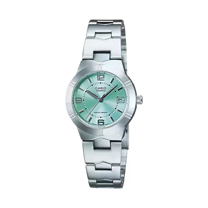 Casio LTP-1241D-3A Green Dial Stainless Steel Watch