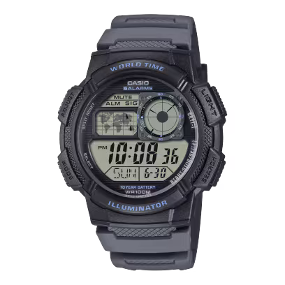 Casio AE-1000W-8A World Time Grey Digital Watch