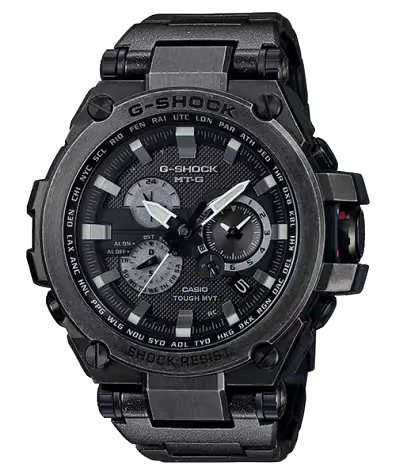 ساعة G-Shock MTG-S1000V-1A متعددة النطاقات 6 تعمل بالطاقة الشمسية من الفولاذ الأسود
