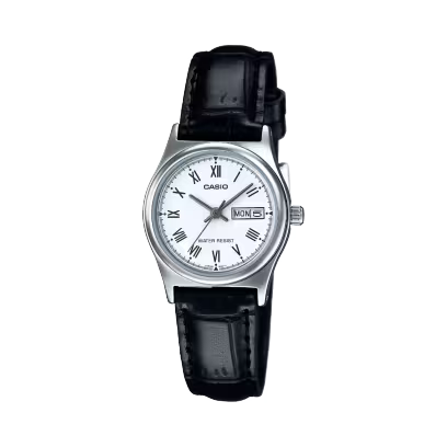 Casio LTP-V006L-7B Leather Strap White Dial Watch