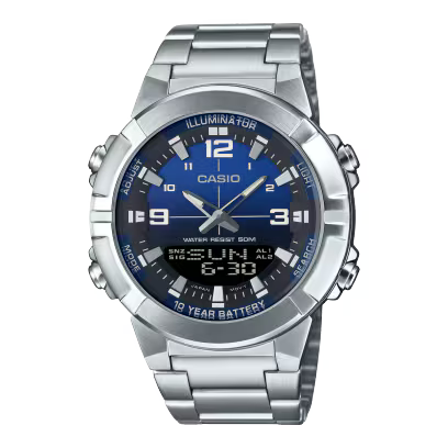 Casio AMW-870DA-2A1 Stainless Steel Blue Analog-Digital Watch