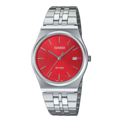 Casio MTP-B145D-4A2 Red Dial Stainless Steel Watch